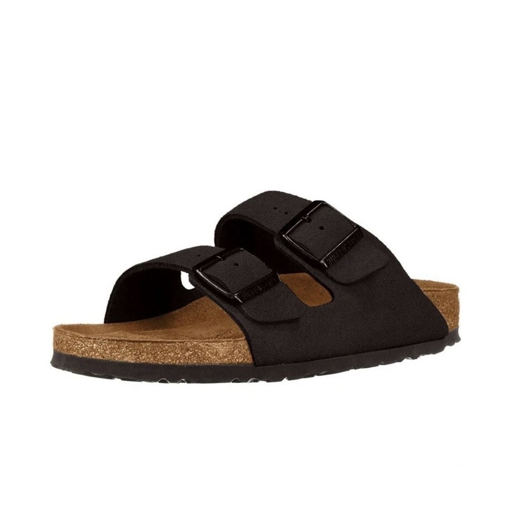 Birkenstock Women Double Strap Slide Sandals Arizona BS Black Leather Size 6